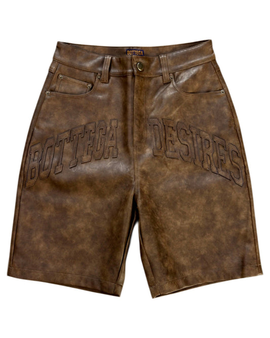 LEATHER SHORTS (BROWN)