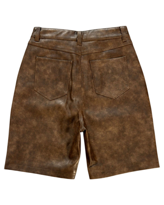 LEATHER SHORTS (BROWN)