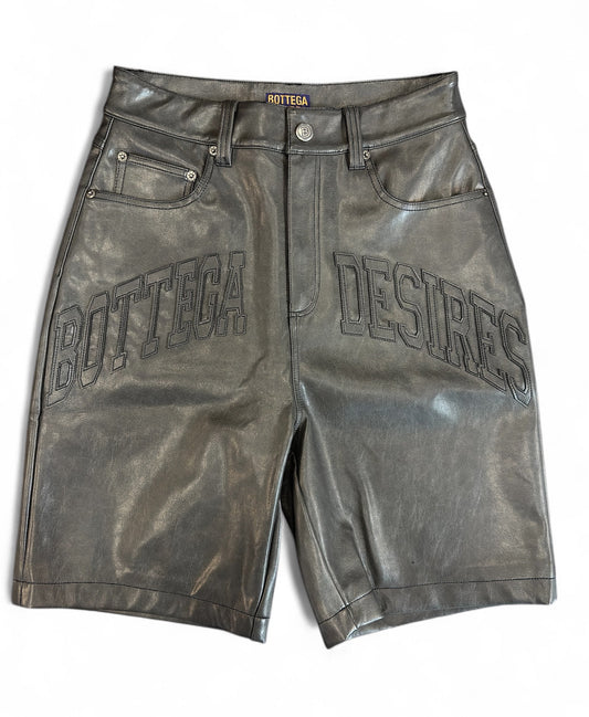 LEATHER SHORTS (GREY)